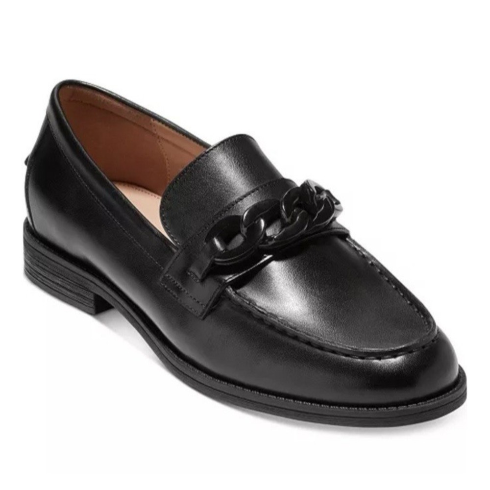 Cole Haan Women Size 10.5B Stassi Chain Slip On Loafers Black Flats Casual